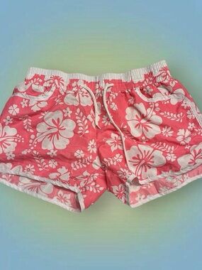 Women’s Pink Floral Hibiscus Drawstring Shorts